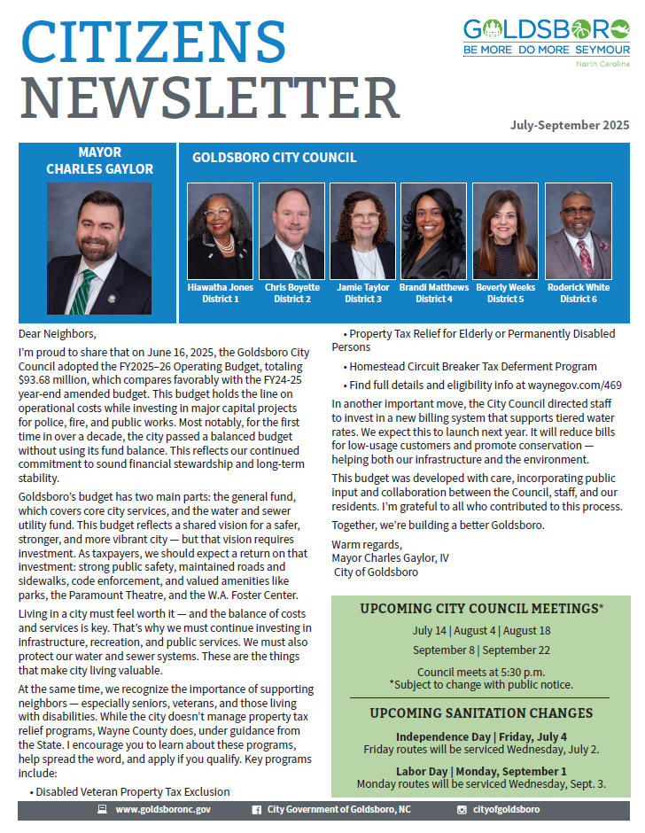 Goldsboro Citizens’ Newsletter